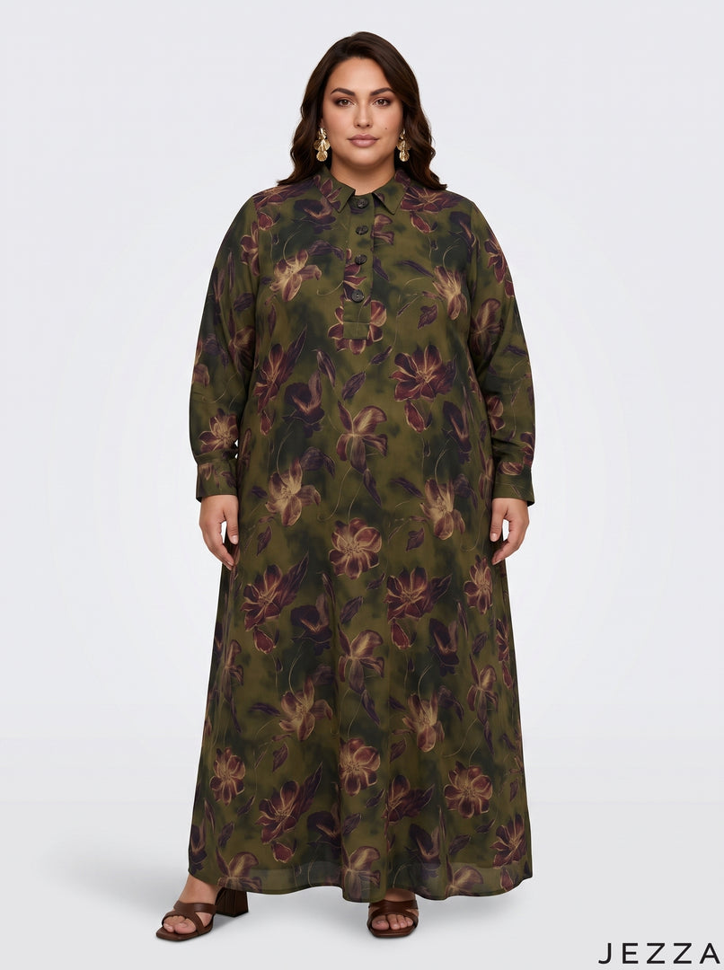 Floral Heritage: Cotton A-Line Dress 90411