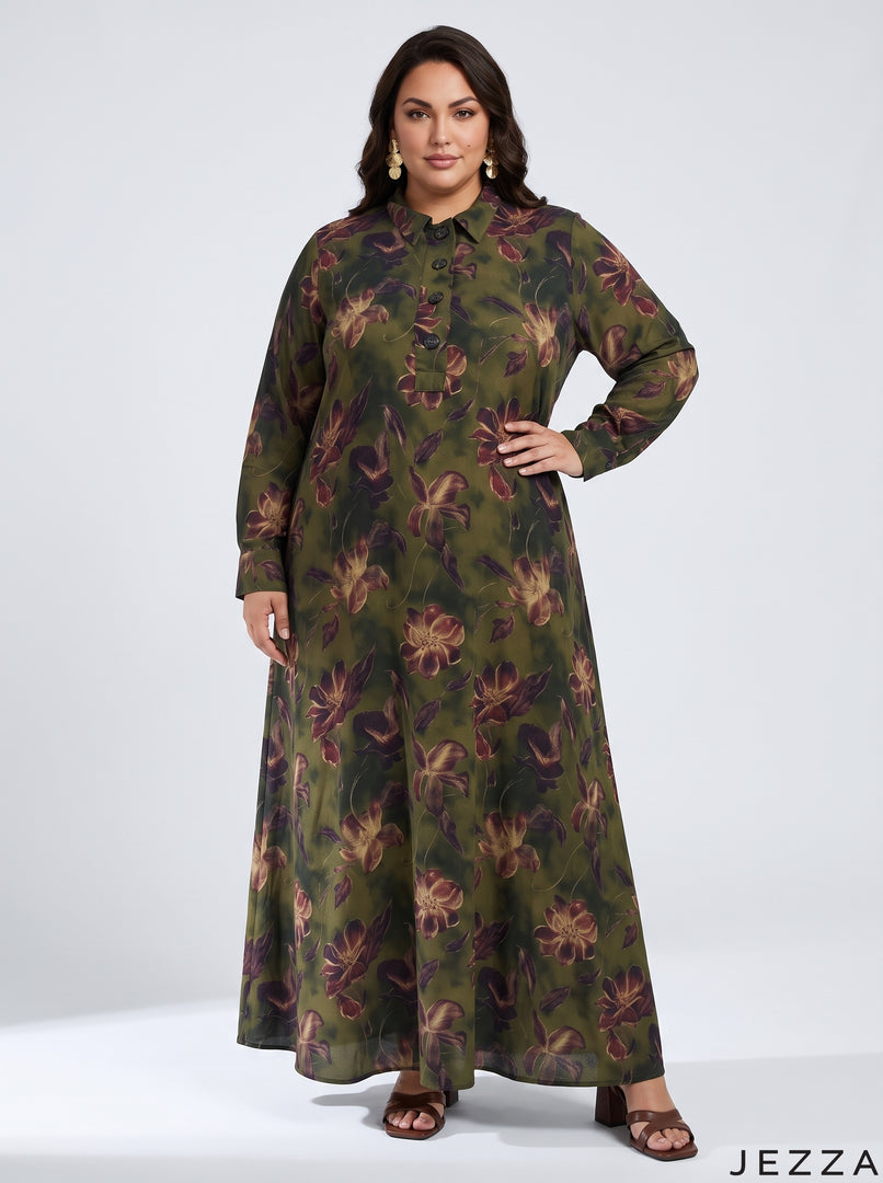 Floral Heritage: Cotton A-Line Dress 90411