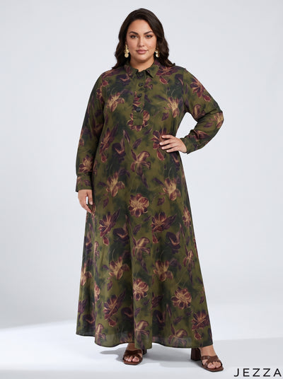 Floral Heritage: Cotton A-Line Dress 90411