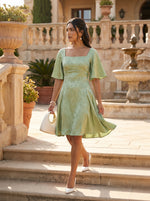 Load image into Gallery viewer, Garden Light: Satin Brocade Knee Dress 88372