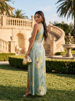 Load image into Gallery viewer, Bloom Silhouette: Floral Satin Long Dress 88381