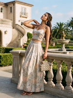 Load image into Gallery viewer, Floral Etching: Jacquard Top &amp; Skirt Set 88331