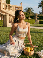 Load image into Gallery viewer, Floral Etching: Jacquard Top &amp; Skirt Set 88331