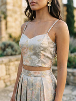 Load image into Gallery viewer, Floral Etching: Jacquard Top &amp; Skirt Set 88331
