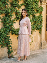 Load image into Gallery viewer, Rose Ensemble: Satin Top &amp; Organza Brocade Skirt Set 90201