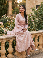 Load image into Gallery viewer, Rose Ensemble: Satin Top &amp; Organza Brocade Skirt Set 90201
