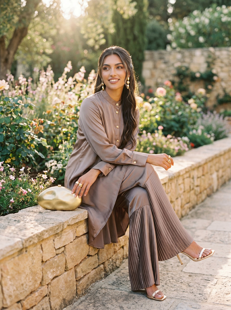 Terra Luxe: Satin Top & Pant Set 86992