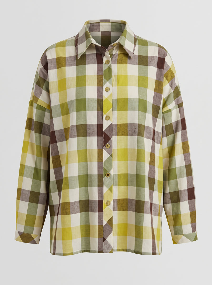 Checked Collar Hip Top 82451