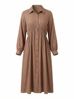 Load image into Gallery viewer, Peanut Brown Collared Midi Dress 87933