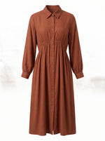 Load image into Gallery viewer, Tawny Brown Collared Midi Dress 87935