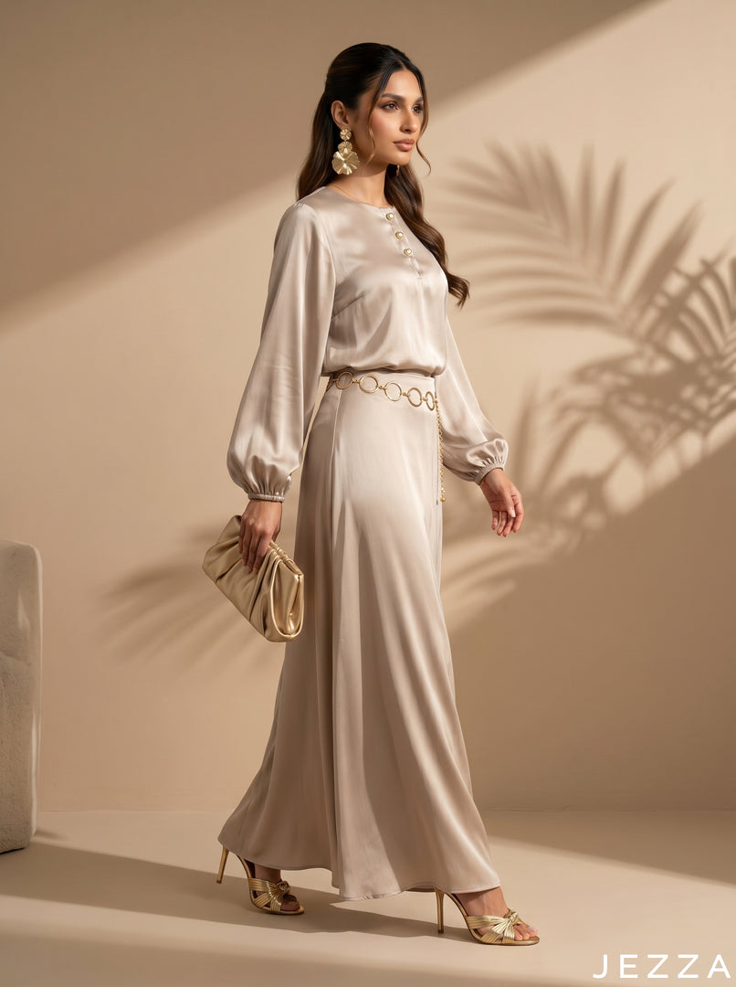 Fog Satin: Skirt & Top Set 82373