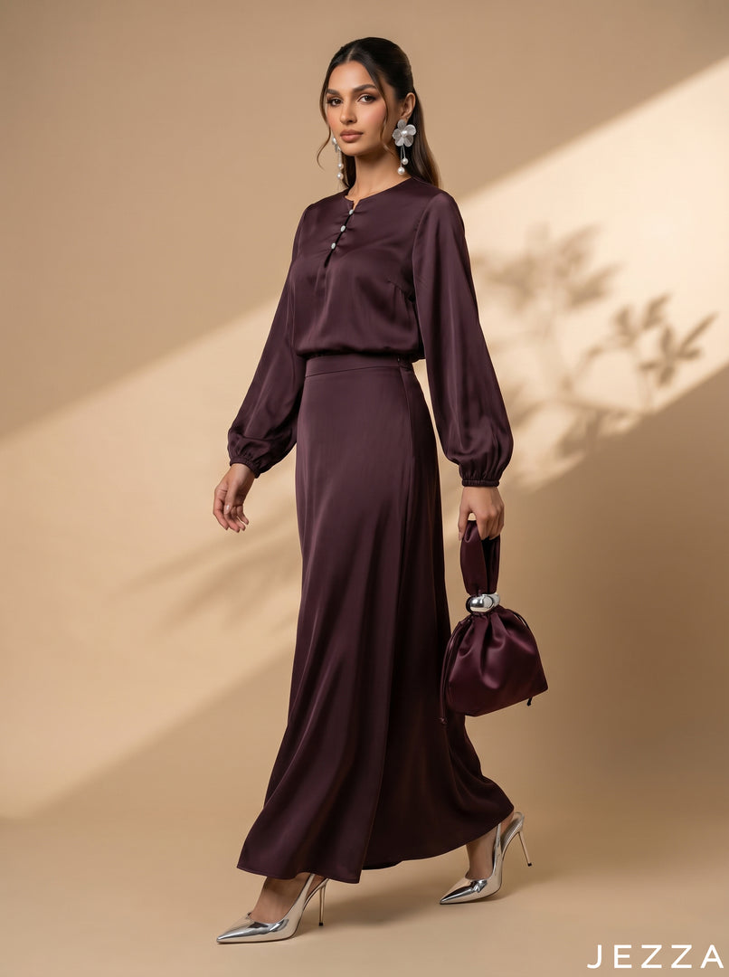 Mahogany Silk: Satin Co-Ord Ensemble 82372