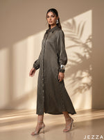 Load image into Gallery viewer, Golden Noir: Striped Midi Shirt Top 86433