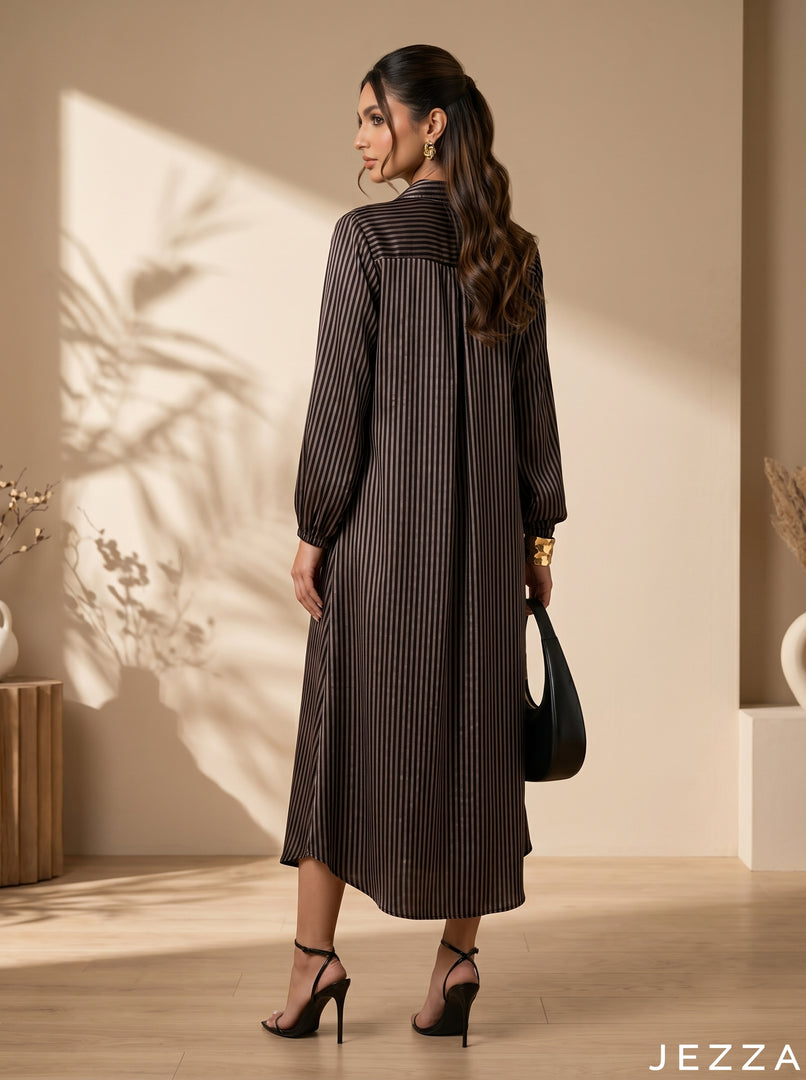 Midnight Rose: Striped Midi Shirt Top 86431
