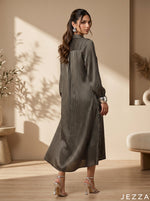Load image into Gallery viewer, Golden Noir: Striped Midi Shirt Top 86433