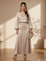 Load image into Gallery viewer, Fog Satin: Skirt &amp; Top Set 82373