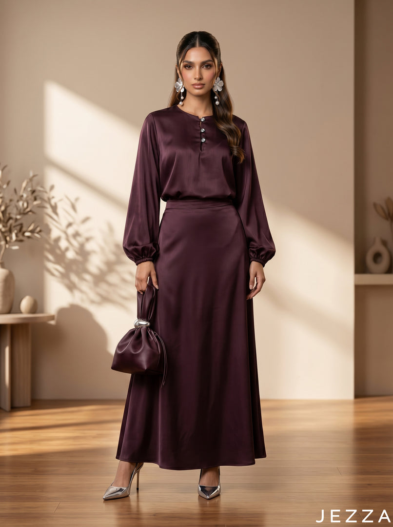 Mahogany Silk: Satin Co-Ord Ensemble 82372