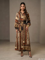 Load image into Gallery viewer, Eclectic Elegance: Patchwork Print A-Line Dress 86201