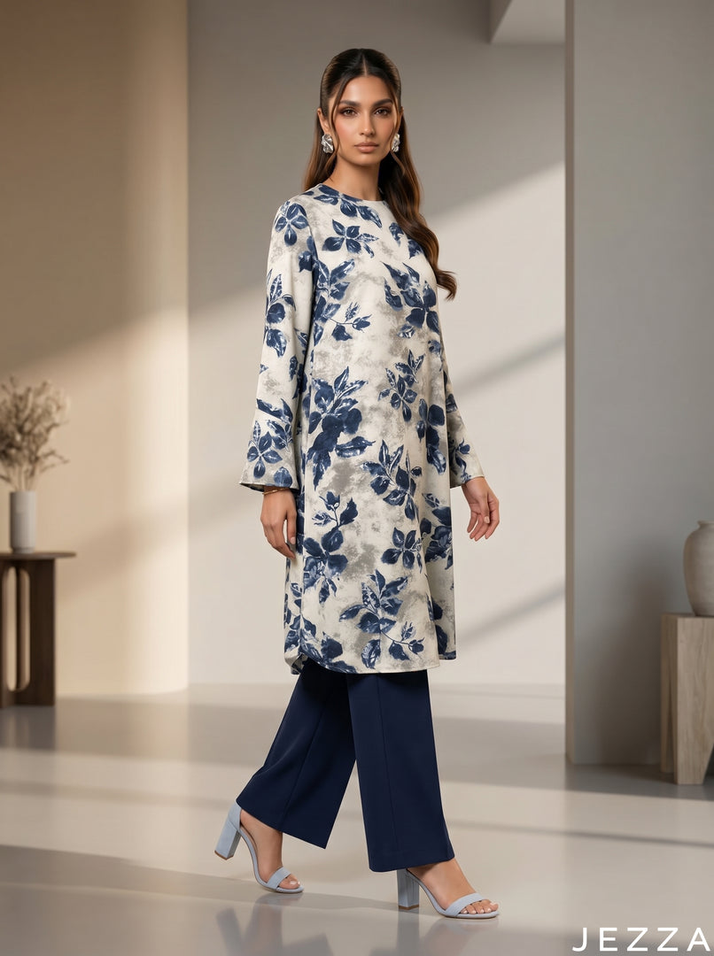 Abstract Flora: Mandarin Collar Knee Top 87031