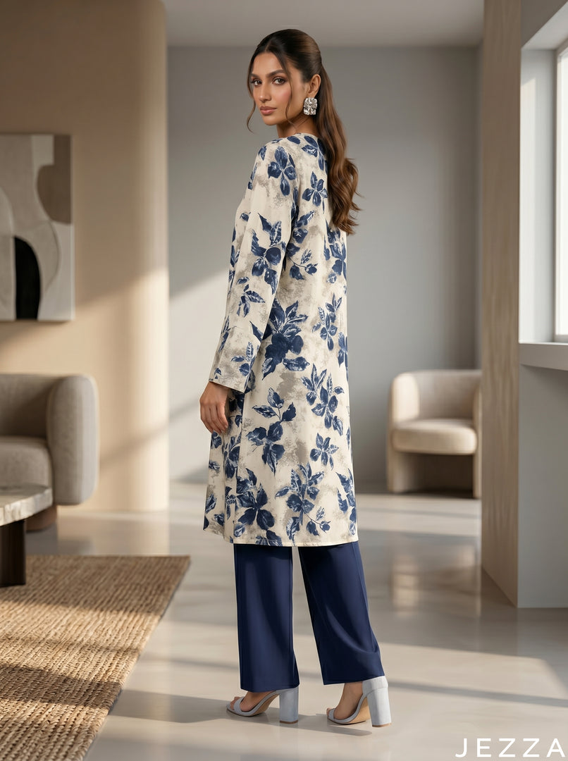 Abstract Flora: Mandarin Collar Knee Top 87031