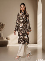 Load image into Gallery viewer, Floral Sketch: Mandarin Collar Knee Top 87032