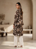 Load image into Gallery viewer, Floral Sketch: Mandarin Collar Knee Top 87032