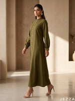 Load image into Gallery viewer, Verdant Form: Army Green A-Line Dress 75601