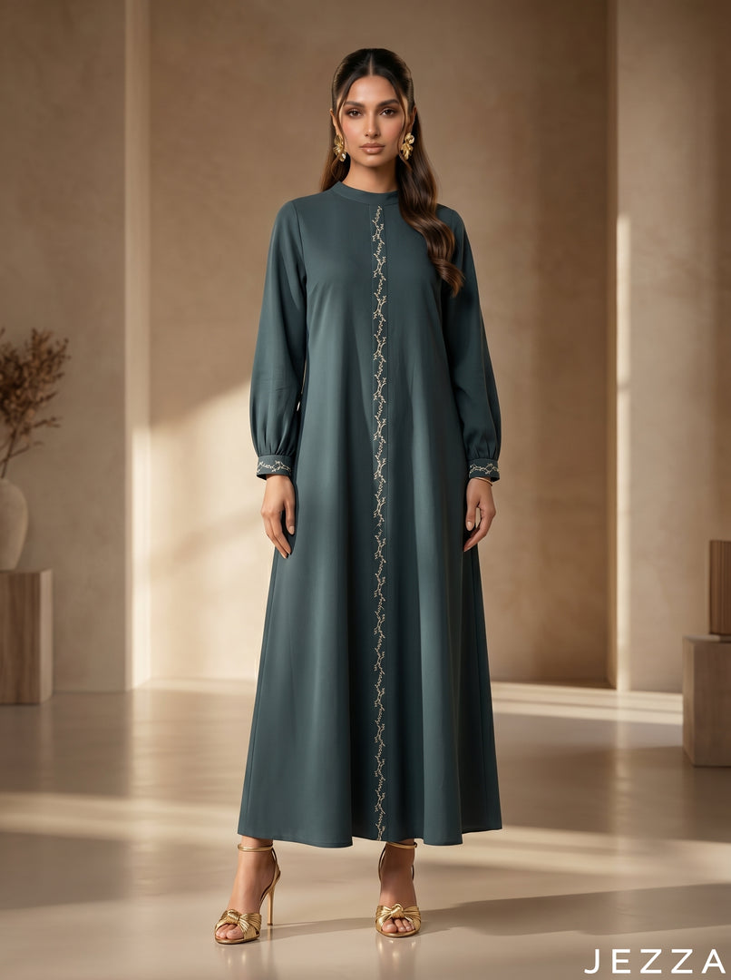 Deep Terrain: Jungle Green A-Line Dress 82761