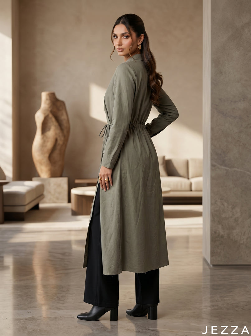 Earthline: Moss Green Midi Top 78031