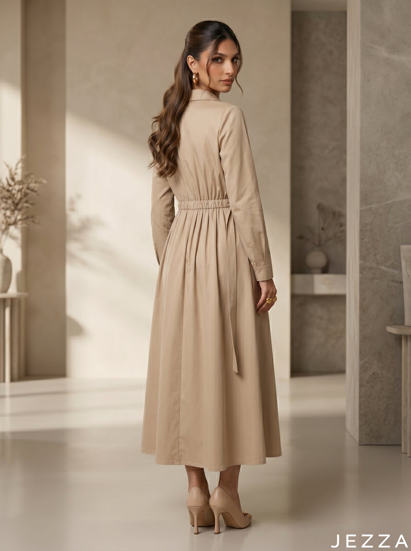 Sandstone Ease: Beige Midi Top 78032