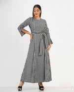 Load image into Gallery viewer, Checked Polyester A Line Dress 58803