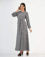 Load image into Gallery viewer, Checked Polyester A Line Dress 58803
