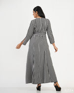 Load image into Gallery viewer, Checked Polyester A Line Dress 58803