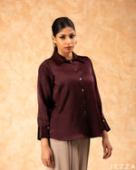 Load image into Gallery viewer, Sophisticated Hue: Burgundy Formal Blouse 76642