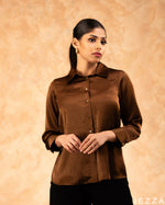Load image into Gallery viewer, Classic Appeal: Mocha Brown Formal Blouse 76641