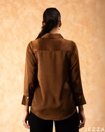 Load image into Gallery viewer, Classic Appeal: Mocha Brown Formal Blouse 76641