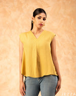 Load image into Gallery viewer, Sunny Ease: Bright Yellow Poly Cotton Hip Top 72651