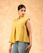 Load image into Gallery viewer, Sunny Ease: Bright Yellow Poly Cotton Hip Top 72651