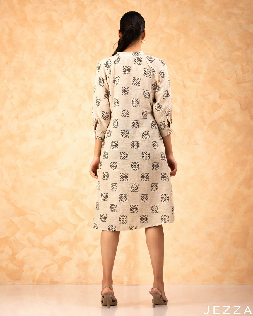 Chic Essence: Printed Cotton Below-Knee Top 71541