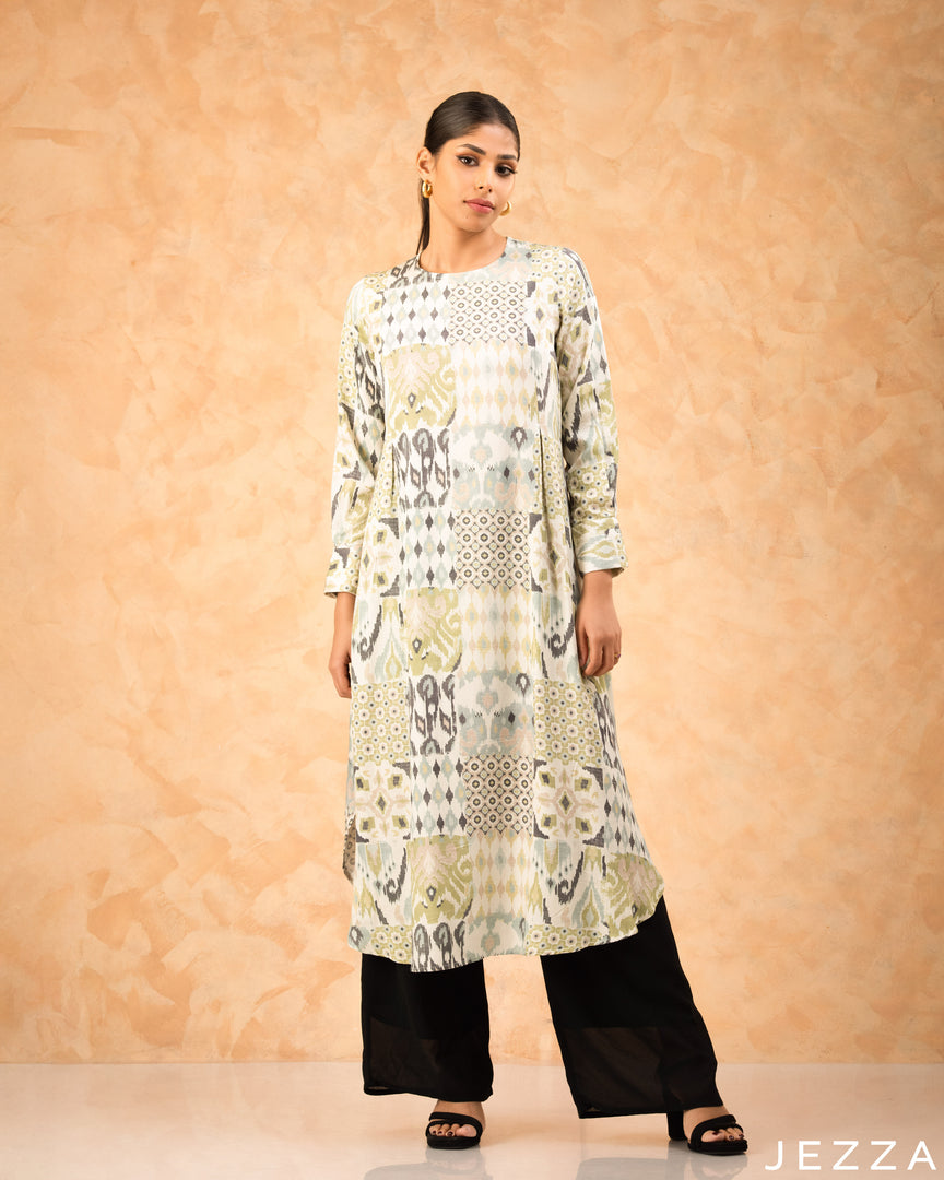 Artisan Rhythm: Patchwork Cotton Midi Top 76671