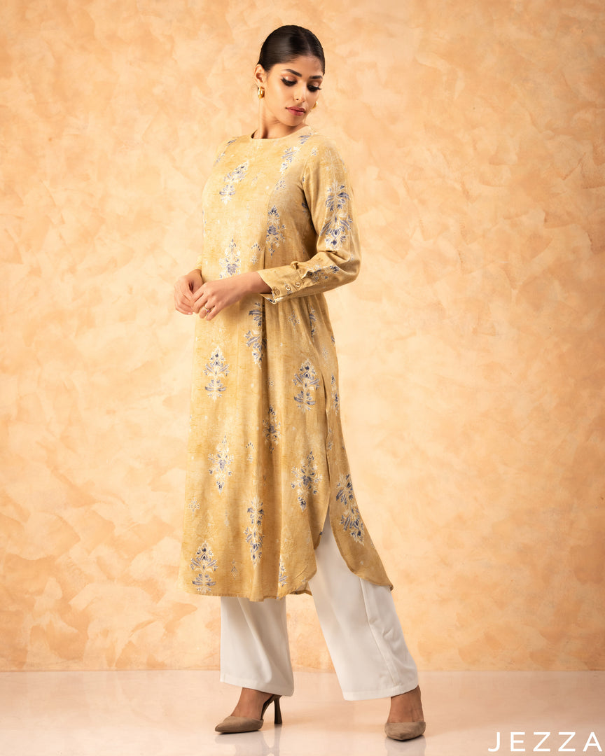 Bloomed Ease: Floral Cotton Midi Top 77551