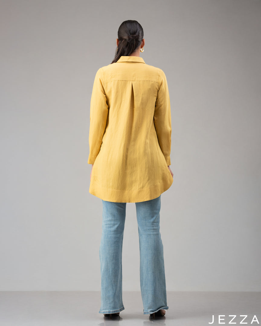 Sunny Ease: Mustard Collared Top 73401