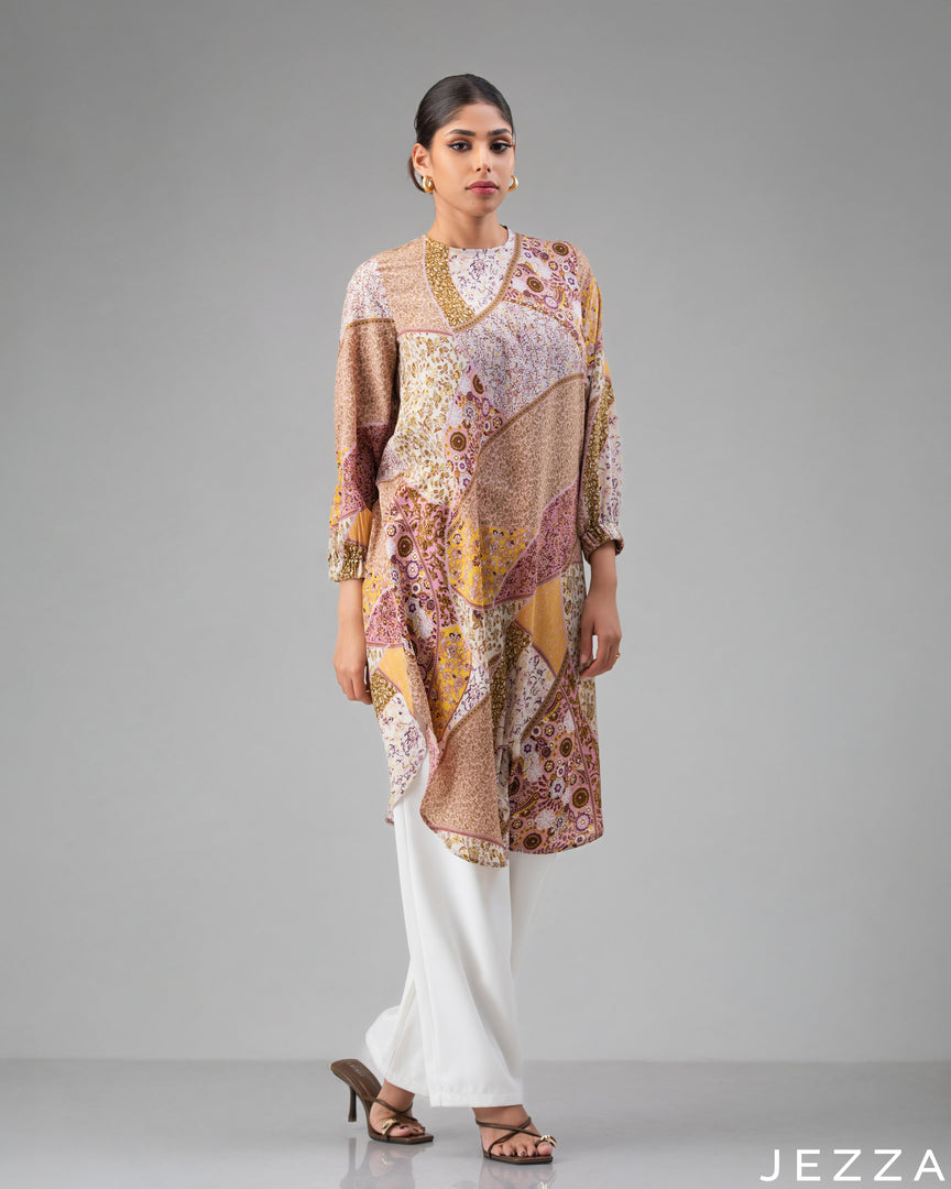 Artisan Harmony: Patchwork Midi Top 76631