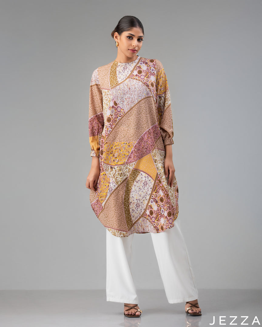 Artisan Harmony: Patchwork Midi Top 76631