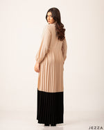 Load image into Gallery viewer, Polyester Color-Block Pleated Dress 54211