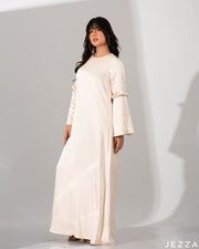 Thick Satin Long Dress With Decorative Sleeve 60221