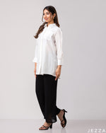 Load image into Gallery viewer, Classic Stripes: Collared Below-Hip Top 80921