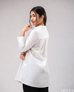 Load image into Gallery viewer, Classic Stripes: Collared Below-Hip Top 80921