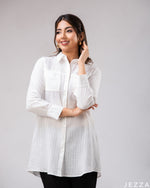 Load image into Gallery viewer, Classic Stripes: Collared Below-Hip Top 80921
