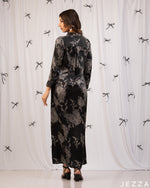 Load image into Gallery viewer, Floral Ease: Satin Hoodie A-Line Dress 79341